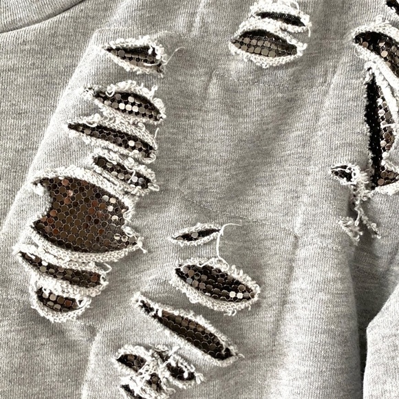 Generation Love Gray Ripped Chainmail Sweater S - Picture 3 of 5
